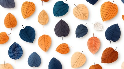 Autumn leaf patterns nature decorative art colorful environment top-down view seasonal concept