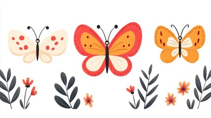 Colorful butterfly art display nature scene digital illustration bright and cheerful environment