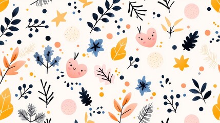 Floral pattern design digital art aesthetic background colorful environment top view nature concept