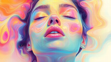 Close-up of a woman's face with eyes closed, capturing a moment of inner peace and reflection