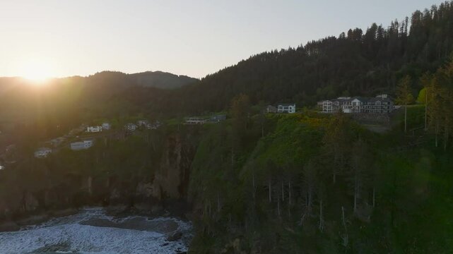 Sunrise in Neskowin Oregon on Highway 101 Pacific Ocean Waves Crashing at Neskowin Ghost Forest and Haystack Rock