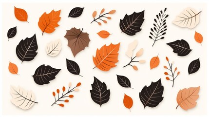 Obraz premium Autumnal leaf patterns nature digital art warm colors aesthetic textured background