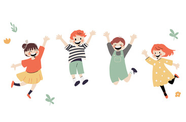 笑顔でジャンプする子ども達