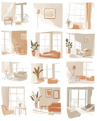 design, flower, interior, vector, nature, illustration, floral, leaf, spring, bathroom, art, decoration, room, plant, card, kitchen, home, flowers, vintage, set, furniture, window, summer, decor, tabl