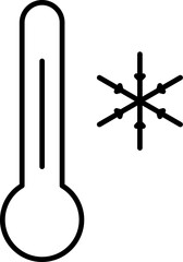 Thermometer with Snow Outline Symbol for Graphic and Web Design, Apps, Adverts, Various Cards