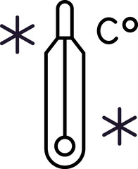 Thermometer with Snow Outline Line Icon for Graphic and Web Design, Apps, Adverts, Various Cards