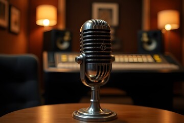 Professional Vintage Mic in Warm Lighting Environment