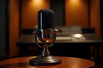 Old Style Studio Microphone for Podcast or Radio