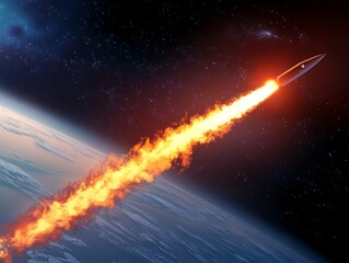 Missile launch over Earth's surface