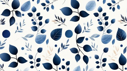 Fototapeta premium Elegant nature background with blue leaf patterns serene aesthetic graphic design
