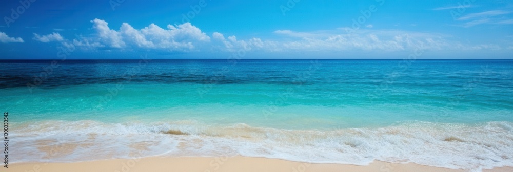 Aufkleber serene turquoise ocean meets soft sandy beach under a clear blue sky in a tranquil coastal setting g