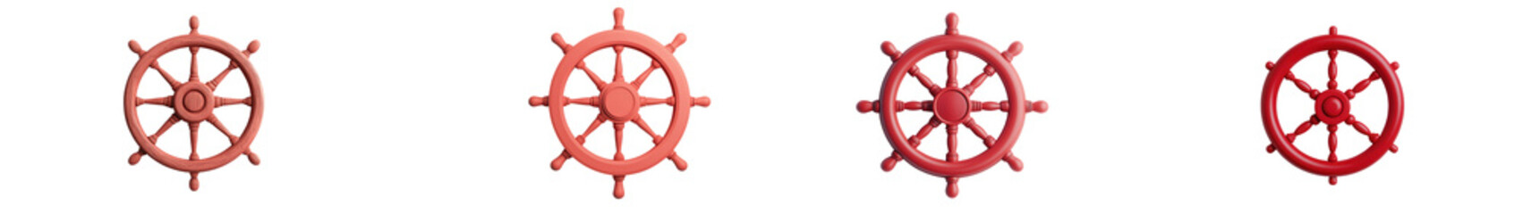 Red Steering Wheel of a Ship or Boat Used for Navigation and Controlling the Direction and Movement of the Vessel on Oceans Seas and Other Waterways