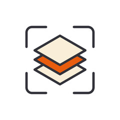 3D layer colored icons, minimalist vector illustration ,simple transparent graphic element .Isolated on white background