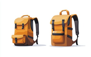 Two Hiking Backpacks on White Background