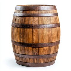 Fototapeta premium Sturdy wooden barrel with a classic design perfect for decorative use, storage solutions, or rustic event settings