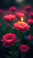 Soft candlelight illuminates vibrant ranunculus blooms , shadow, high resolution, ranunculus