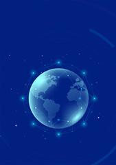 Techno style vertical illustration digital Earth abstract background