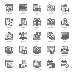 Online Shopping Icon pack for your website, mobile, presentation, and logo design. Online Shopping Icon outline design. Vector graphics illustration and editable stroke.