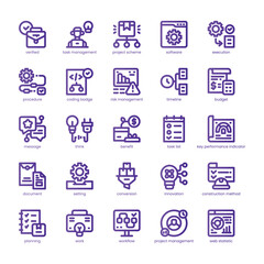 Project Management Icon pack for your website, mobile, presentation, and logo design. Project Management Icon line basic color design. Vector graphics illustration and editable stroke.