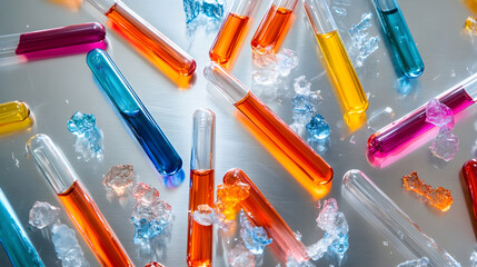 of digital graphs and fluctuating waveforms displaying random scientific data on a futuristic screen 