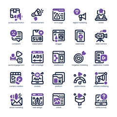Online Branding Icon pack for your website, mobile, presentation, and logo design. Online Branding Icon dual tone design. Vector graphics illustration and editable stroke.