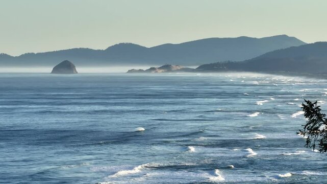 Neskowin Oregon on Highway 101 Pacific Ocean Waves Crashing at Neskowin Ghost Forest and Haystack Rock