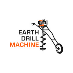 push drill machine illustration logo