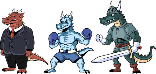 profession cosplay. office worker dragon, boxer dragon, warrior dragon