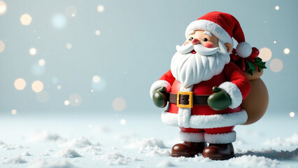 Experience the magic of the winter holidays with a 3D model rendering of a Santa Claus toy isolated on a white background. AI generated additional, Depth and mood, Vibe, Lighting and Atmosphere, Style