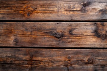 Obraz premium Rustic Brown Wooden Planks - of three horizontal brown wooden planks showing texture and grain. Perfect for backgrounds or rustic designs