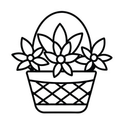 illustration of a basket filled flowers