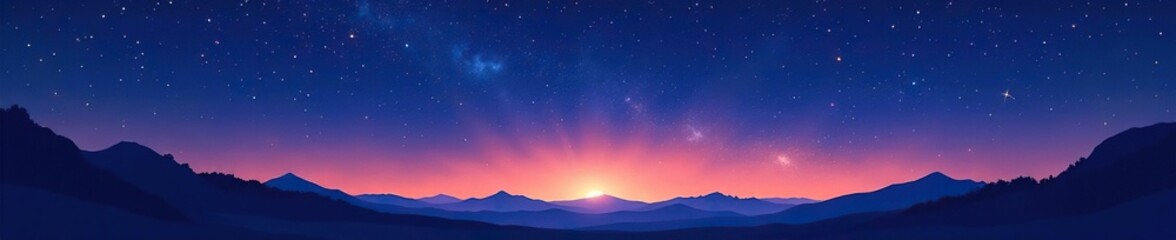 Fototapeta premium Minimalist flat design starry night, twinkling constellations , universe, blue, graphic