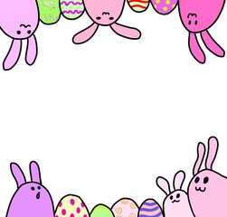 Easter eggs and rabbits frame
