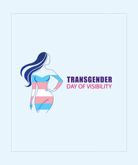 Transgender Day of Visibility Feminine Silhouette Vector Illustration with Trans Flag Colors