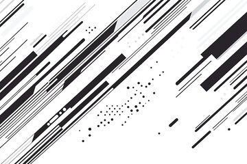 Abstract black and white lines creating dynamic motion across a minimalist background