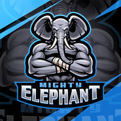 Mighty elephant esport mascot logo design