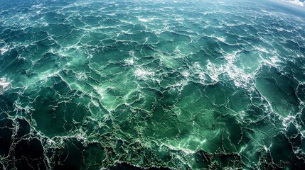 Fototapeta premium Aerial View of Deep Green Ocean Waves Sea Surface Texture Water Background