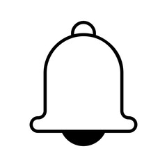Bell icon vector. Notification and alarm symbol. Flat shape application interface sign button. Decoration logo. Black silhouette isolated on white background.
