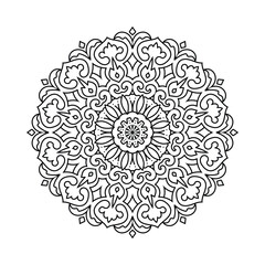 Elegant floral mandala vector with intricate line art for coloring books, henna, and tattoos. Stylish ethnic, tribal, boho, and spiritual designs, perfect for mindfulness, healing, creative expression