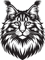 Maine coon cat vector in black and white