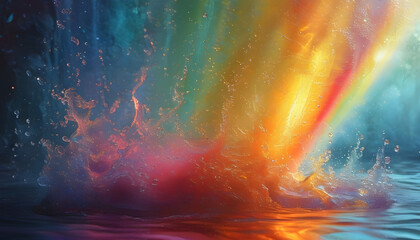 Naklejka premium Rainbow Water Splash