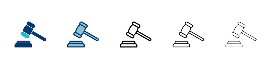 Gavel icon vector isolated on white background. Hammer icon vector. Judge Gavel Auction Icon Vector. Bid