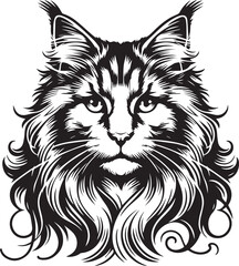 Maine coon cat vector in black and white