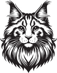 Maine coon cat vector in black and white
