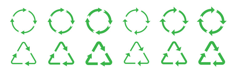 Circle arrows icons. Recycling icons.  Recycling symbol. Rotation arrow. Vector illustration