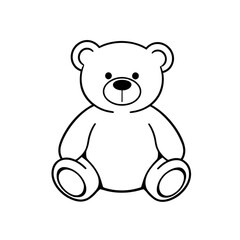 Teddy bear cartoon illustration icon, black silhouette vector