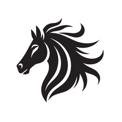 Horse head silhouette vector on white background