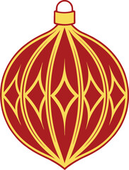 Christmas Ornament Vector, Red and Yellow, High-Quality Holiday Design for Festive Illustrations