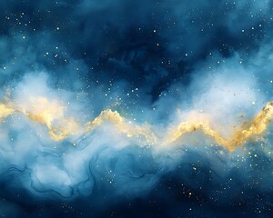 Fototapeta premium Abstract blue and gold nebula texture.