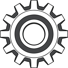 Industrial Gear Vector Icon, Black and White, High-Quality Tech Design for Engineering Illustrations